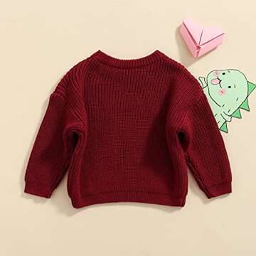 Toddler Baby Boy Girl Fall Winter Knit Sweater Long Sleeve Solid Color Pullover Top Warm Sweatsuit