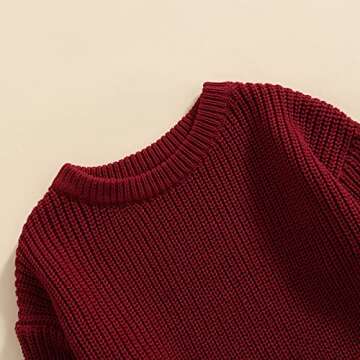 Toddler Baby Boy Girl Fall Winter Knit Sweater Long Sleeve Solid Color Pullover Top Warm Sweatsuit