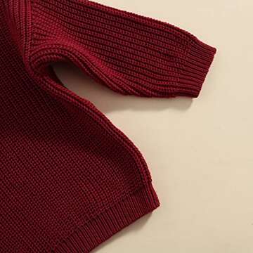 Toddler Baby Boy Girl Fall Winter Knit Sweater Long Sleeve Solid Color Pullover Top Warm Sweatsuit