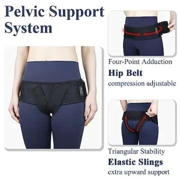 JOMECA V-Sling Pelvic Support Belt for Prolapse, Pregnancy SPD, Vulvar Varicosities, LCS, Pelvic Floor, Organ Prolapse Support Relieve Tilted or Twisted Pelvis Girdle Pain (Black Small)
