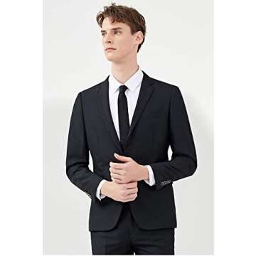 AUSKY Pre-tied Adjustable Zipper Skinny necktie,2.35'' Clip on Slim Solid Black Ties for men or boys...