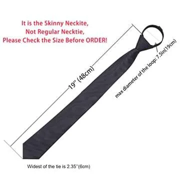 AUSKY Pre-tied Adjustable Zipper Skinny Necktie for All