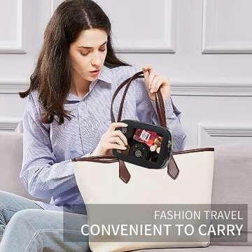 Duolan Clear Makeup Bag for Women Transparent Cosmetic Bag Case Clear Accessories Bag Portable Makeup Bag for Car (A/Black, M)