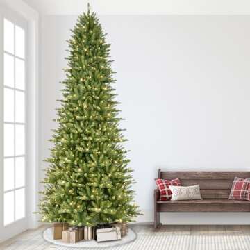Puleo 9ft Slim Pre-Lit Fraser Fir Christmas Tree