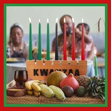 Sliner Kwanzaa Decorations Kwanzaa Candle Holder Kwanzaa Kinara Set Driplesstaper 3 Red 3 Green 1 Black Kwanzaa Wooden Wood Unity Cup African Holiday Mishumbaa Saba(Classic Style)