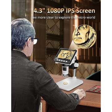 4.3" Coin Microscope - Aopick LCD Digital Microscope 1000X, 1080P USB Coin Magnifier for Error Coins...