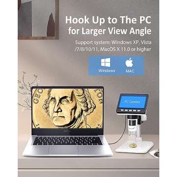 1080P 4.3" Coin Microscope - Aopick Digital USB Magnifier