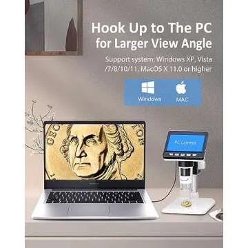 1080P 4.3" Coin Microscope - Aopick Digital USB Magnifier