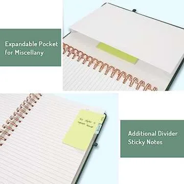 Forvencer Lined Spiral Journal Notebook with 300 Numbered Pages, B5 College Ruled Thick Journals for Writing with 100GSM Paper, Hardcover Notebooks with Contents for Work, School, Women, Men, Dark