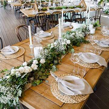 Sratte Chrismas Round Woven Placemats Boho Rustic Braided Placemats Water Hyacinth Heat Resistant Non Slip Table Mat for Dining Table Home Wedding Indoor Outdoor, 12 Inch(4 Pieces)