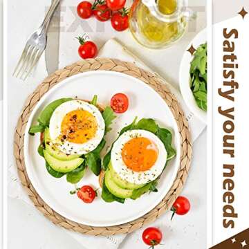 Sratte Chrismas Round Woven Placemats Boho Rustic Braided Placemats Water Hyacinth Heat Resistant Non Slip Table Mat for Dining Table Home Wedding Indoor Outdoor, 12 Inch(4 Pieces)