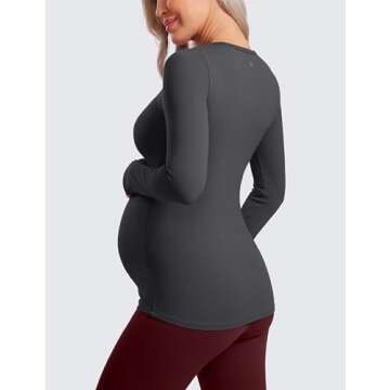 Comfortable CRZ YOGA Women's Butterluxe Maternity Long Sleeve Top for All Trimesters
