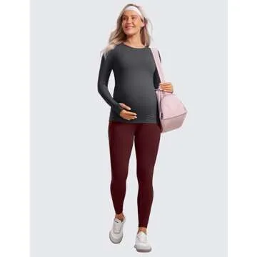 CRZ YOGA Women's Soft Long Sleeve Maternity Top - Mysterious Grey