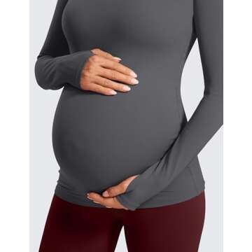 CRZ YOGA Women's Soft Long Sleeve Maternity Top - Mysterious Grey