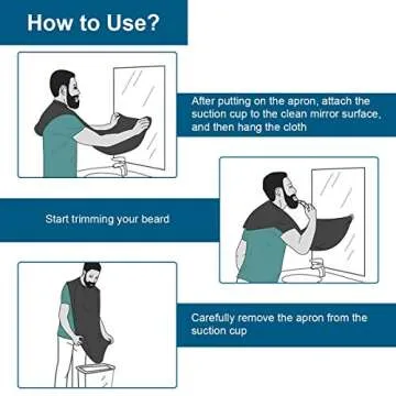 5 Pack Beard Apron Kit Included Black Waterproof Non-Stick Beard Trimming Catcher Cloth, Beard Shaping Comb for Men Shaving & Hair with 2 Suction Cups and Storage Bag