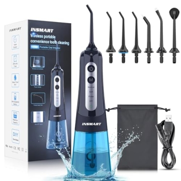 INSMART Cordless Water Dental Flosser with 300ML Tank - Travel-Friendly Oral Care Solution