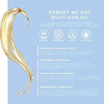 Multi-Use Oil for Face, Body and Hair - Forget Me Not - Organic Blend of Apricot, Vitamin E and Sweet Almond Oil Moisturizer for Dry Skin, Scalp and Nails - Peach, Mandarin and Green Tea - 4 Fl Oz