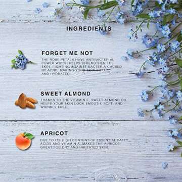 Multi-Use Oil for Face, Body and Hair - Forget Me Not - Organic Blend of Apricot, Vitamin E and Sweet Almond Oil Moisturizer for Dry Skin, Scalp and Nails - Peach, Mandarin and Green Tea - 4 Fl Oz