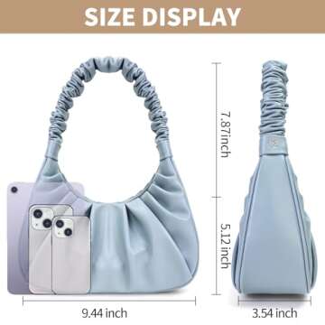 PS PETITE SIMONE Mini Purse Shoulder Bag for Women Fashion Blue Small Ruched Handbags Sofii Clutch H...