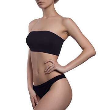 Geyoga 4 Pieces Strapless Bandeau Bra, Seamless Bralettes Stretchy Non Padded Bandeau Tube Top Bra for Women(Vivid Colors,Small)
