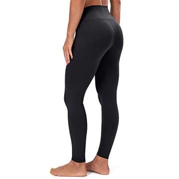 Lavento Women's Hugged Feeling Soft Yoga Leggings 7/8 Length - High Waisted Workout Pants Running Tights (Black, 6)