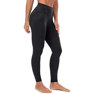 Lavento Women's Hugged Feeling Soft Yoga Leggings 7/8 Length - High Waisted Workout Pants Running Tights (Black, 6)