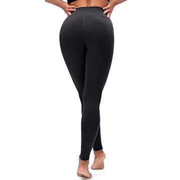 Lavento Women's Hugged Feeling Soft Yoga Leggings 7/8 Length - High Waisted Workout Pants Running Tights (Black, 6)