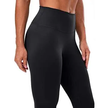 Lavento Women's Hugged Feeling Soft Yoga Leggings 7/8 Length - High Waisted Workout Pants Running Tights (Black, 6)