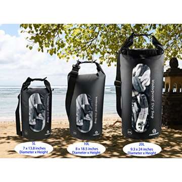 Freegrace Waterproof Dry Bags Set Of 3 - Dry Bag With 2 Zip Lock Seals, Waist Pouch & Phone Case - Can Be Submerged Into Water For Swimming, Kayak, Rafting & Boating