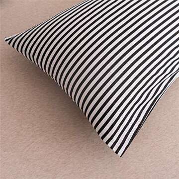 JELLYMONI Natural Cotton Striped King Pillowcases Set, 2 Pack