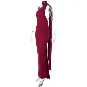 Yazinie Women Sexy Backless Dress Open Back Dress Cocktail Maxi Dress for Women Burgundy