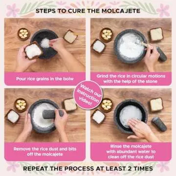 Molcajete 6 in Mexican, Handmade with Natural Volcanic Stone, Artisanal Kitchen Utensil for Grinding with Pores for Crushing, Specially Designed for Grinding Spices, Sauces, and Guacamole