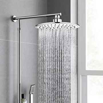 Baban Rainfall Shower Head,High Pressure 8 inch Large Rain Shower Head ABS Polish Chrome Finish with Filter to Anti-clog Anti-leak, Awesome Shower Experience for Bathroom Home Hotel