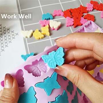 sofliym Butterfly Molds Silicone for Chocolate Candy Gummy, Small Wax Melt Molds Butterfly Baking Mo...