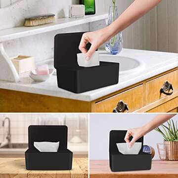 LEFUYAN Wipes Dispenser, Dustproof Tissue Storage Box Case Wet Wipes Dispenser Holder with Lid for Home Office Desk (Black)