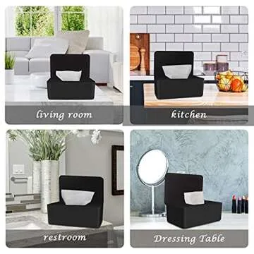 LEFUYAN Wipes Dispenser, Dustproof Tissue Storage Box Case Wet Wipes Dispenser Holder with Lid for Home Office Desk (Black)