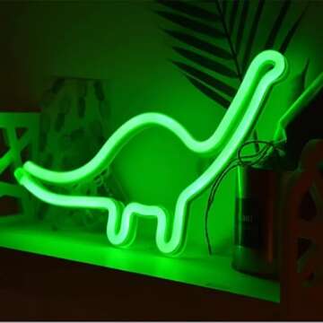 Dinosaur Neon Sign Night Light for Kids Gifts LED Dinosaur Neon Signs Dino Lamp for Wall Decor Bedro...