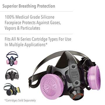 Honeywell North 7700 Series Niosh-Approved Half Mask Silicone Respirator, Small (770030S)