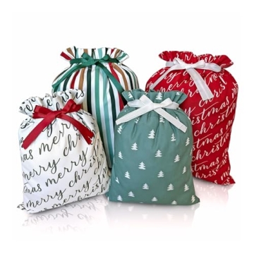 Gather & Knot Drawstring Christmas Gift Bags Set | Stylish & Sustainable Fabric Wrap