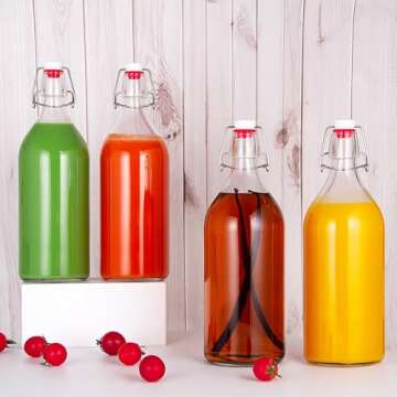 YEBODA 32oz Swing Top Bottles -Glass Beer Bottle with Airtight Rubber Seal Flip Caps for Home Brewin...