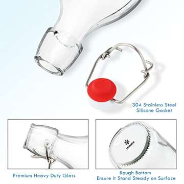 YEBODA 32oz Swing Top Bottles -Glass Beer Bottle with Airtight Rubber Seal Flip Caps for Home Brewing Kombucha,Beverages,Oil,Vinegar,Water,Soda,Kefir (4 Pack)