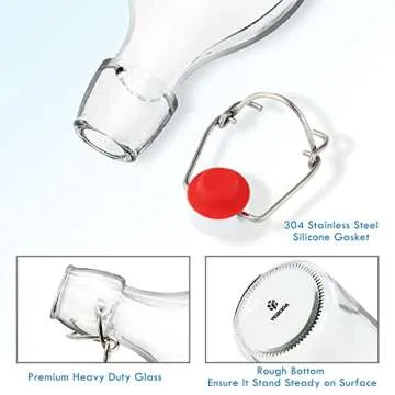 YEBODA 32oz Swing Top Bottles -Glass Beer Bottle with Airtight Rubber Seal Flip Caps for Home Brewing Kombucha,Beverages,Oil,Vinegar,Water,Soda,Kefir (4 Pack)