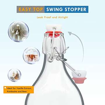 YEBODA 32oz Swing Top Bottles -Glass Beer Bottle with Airtight Rubber Seal Flip Caps for Home Brewing Kombucha,Beverages,Oil,Vinegar,Water,Soda,Kefir (4 Pack)