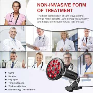 Aumtrly Red Light Therapy with Clip, Infrared Light Therapy Lamp for Body and Face Use, 660nm Red and 850nm Near Infrared Red Light Therapy Lamp, Red Light Therapy Device with Adjustable Socket