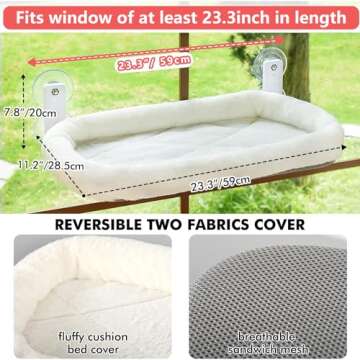 AMOSIJOY Cordless Cat Window Perch - Luxury Cat Hammock for Indoor Cats