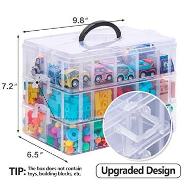Arranpace 3 Layers Craft Stackable Storage Box, Art Container 30 Compartments Plastic Organizer Bin ...