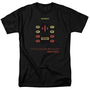 Knight Rider T-Shirt Kitt Consol Adult Black Tee Shirt (Large)