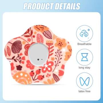 25pcs Adhesive Patches for Dexcom G7, Waterproof Over Patch with Hole Sensor Covers Blood Sugar Monitor Patch Flower Adhesive Tape Sticker Compatible with Dexcom G7 (5 Styles)