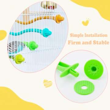 4 Pcs Bird Perches Canary Finch Budgie Cage Universal Plastic Stand Stick Toy Holders Adaptable to All Cages (8.7 Inches)