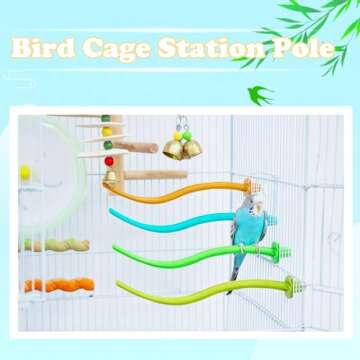 4 Pcs Bird Perches Canary Finch Budgie Cage Universal Plastic Stand Stick Toy Holders Adaptable to All Cages (8.7 Inches)